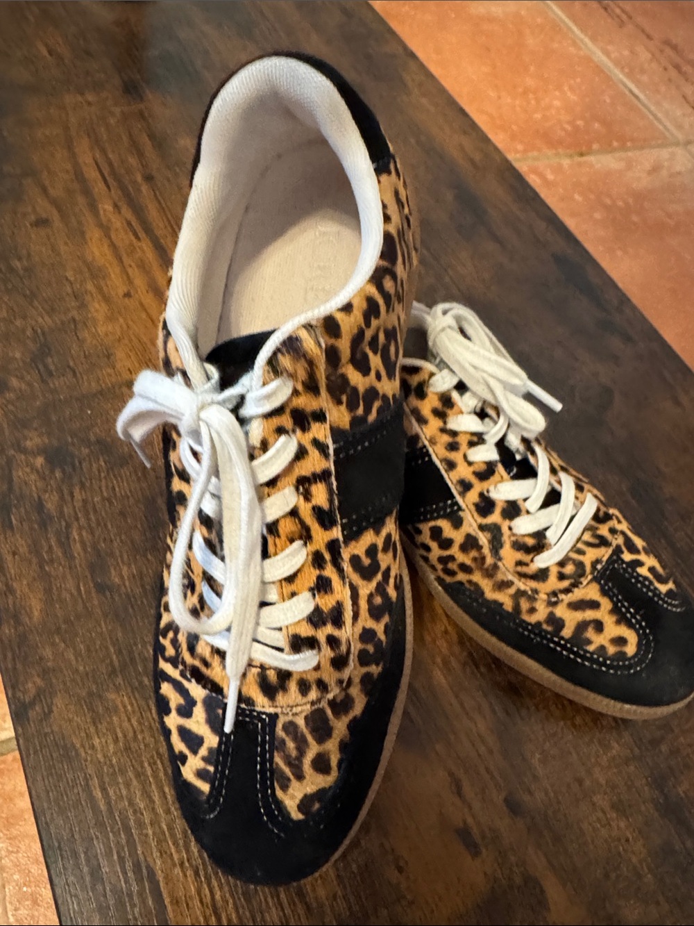 J. Crew Leopard Print Lace-Up Sneakers in Brown & Black
